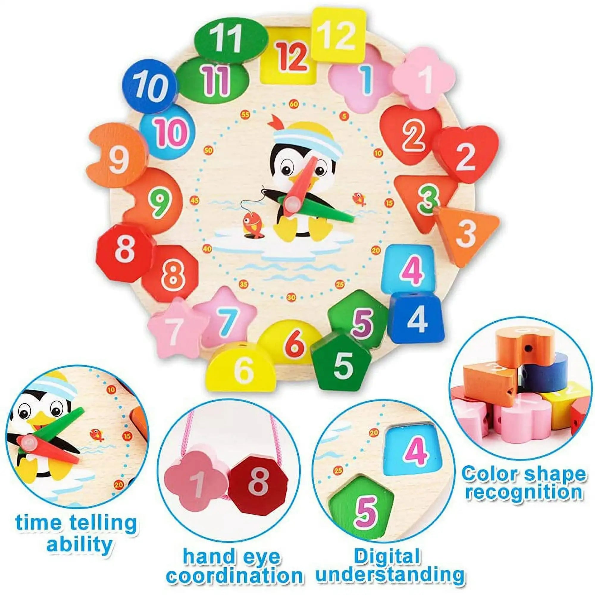 Clock Toy Wooden Teaching  Puzzle