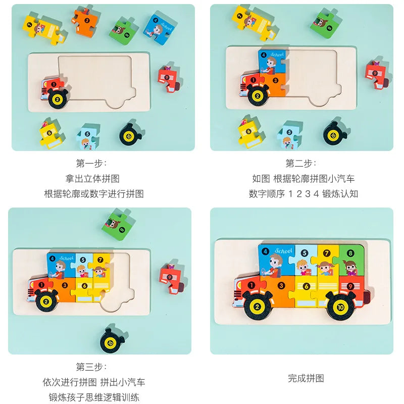 3D Stereoscopic Montessori Wooden Puzzle