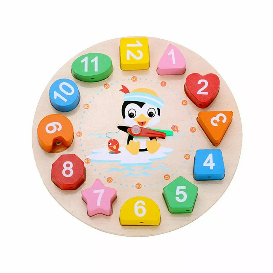 Clock Toy Wooden Teaching  Puzzle