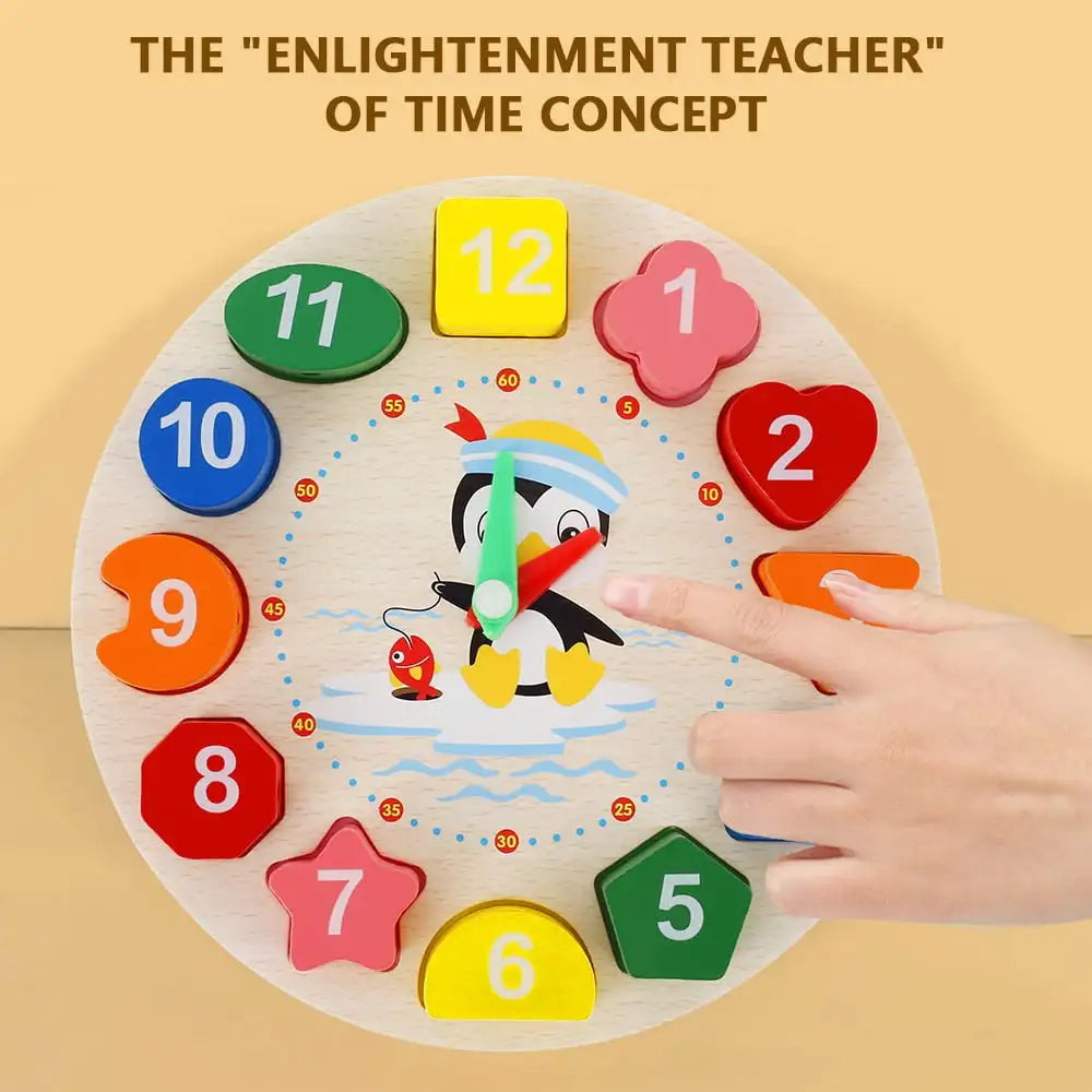 Clock Toy Wooden Teaching  Puzzle