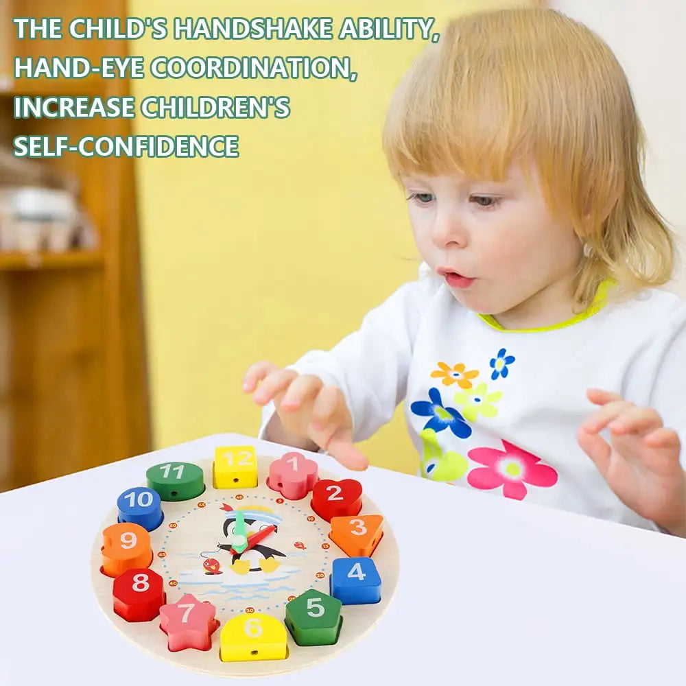 Clock Toy Wooden Teaching  Puzzle