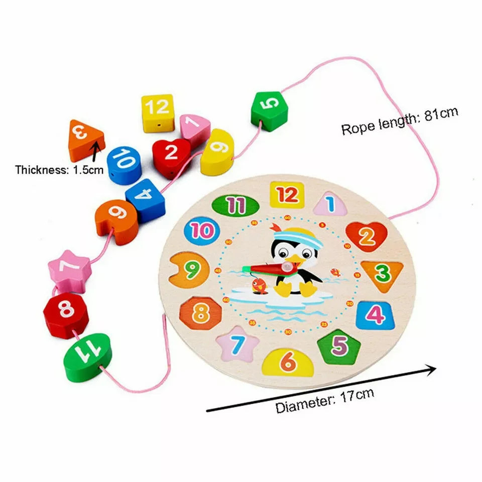 Clock Toy Wooden Teaching  Puzzle